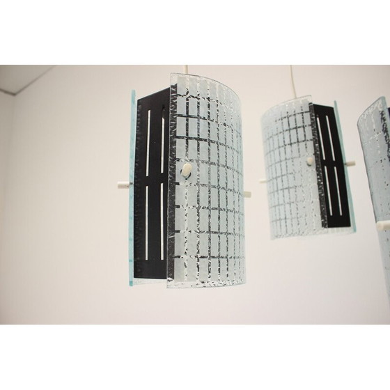 Image 1 of Vintage pendant lamp in glass and lacquered metal, Germany 1970