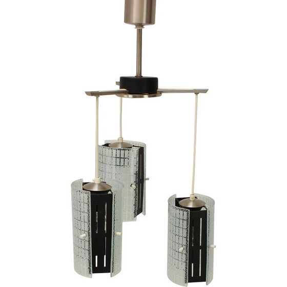 Image 1 of Vintage pendant lamp in glass and lacquered metal, Germany 1970
