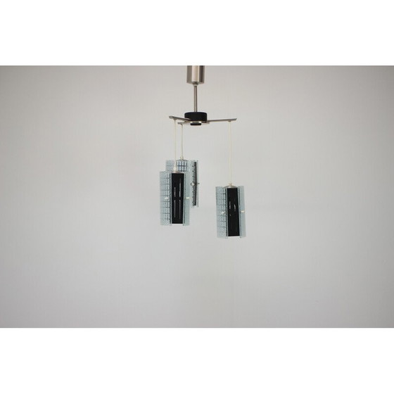 Image 1 of Vintage pendant lamp in glass and lacquered metal, Germany 1970