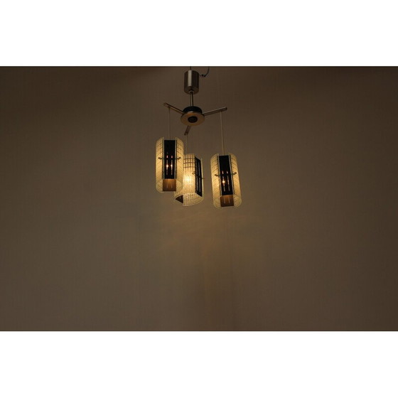 Image 1 of Vintage pendant lamp in glass and lacquered metal, Germany 1970