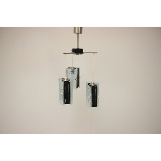 Image 1 of Vintage pendant lamp in glass and lacquered metal, Germany 1970