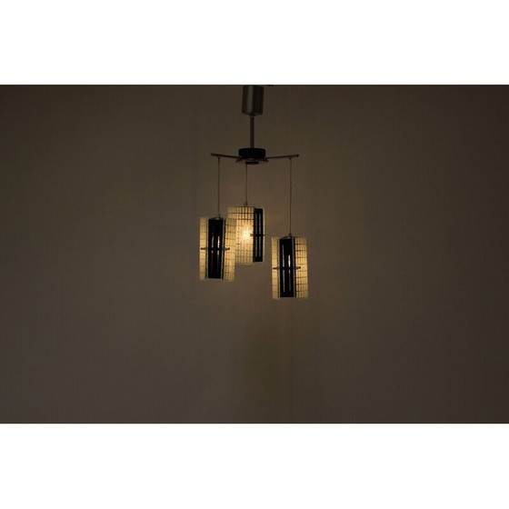 Image 1 of Vintage pendant lamp in glass and lacquered metal, Germany 1970