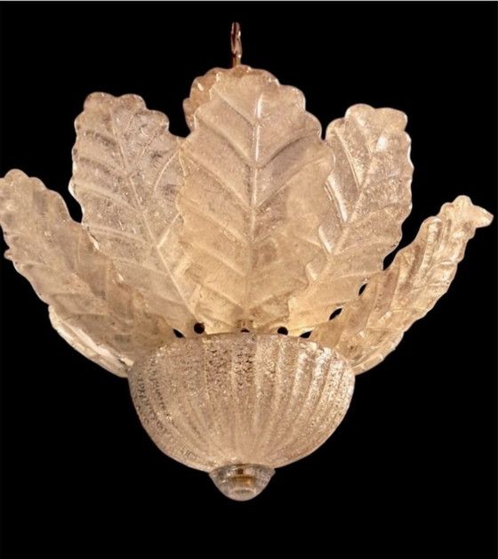 Image 1 of Barovier & Toso Glass Murano Chandelier With 24K Gold , Italy 1980