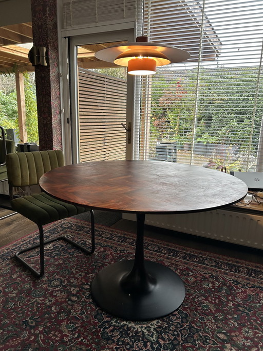 Round Dining Table Herringbone