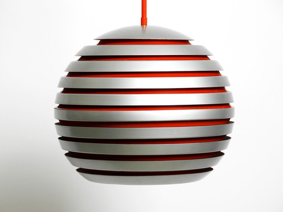 Image 1 of Beautiful Original 1960S Spherical Space Age Ceiling Lamp With Slats Made Of Heavy Metal