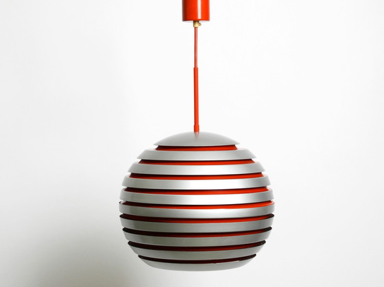 Image 1 of Beautiful Original 1960S Spherical Space Age Ceiling Lamp With Slats Made Of Heavy Metal