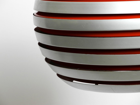 Image 1 of Beautiful Original 1960S Spherical Space Age Ceiling Lamp With Slats Made Of Heavy Metal