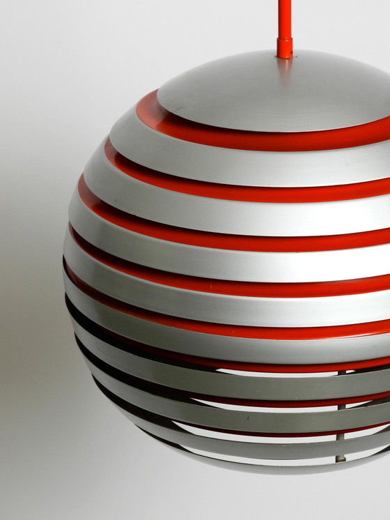 Image 1 of Beautiful Original 1960S Spherical Space Age Ceiling Lamp With Slats Made Of Heavy Metal