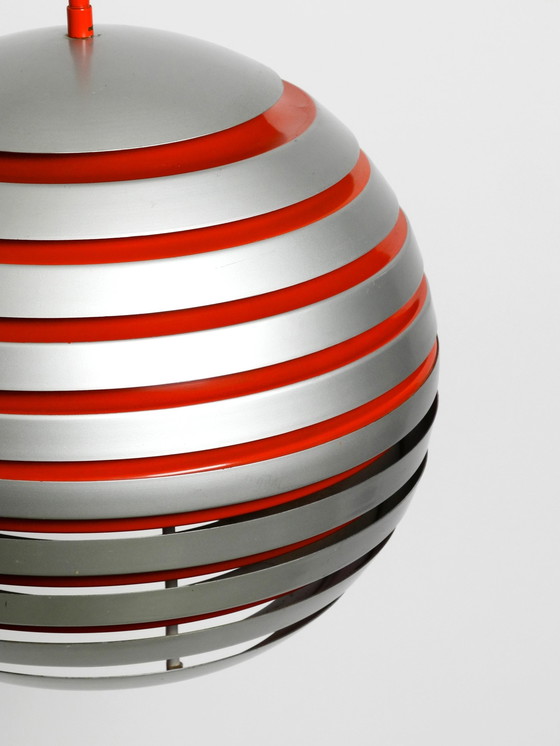 Image 1 of Beautiful Original 1960S Spherical Space Age Ceiling Lamp With Slats Made Of Heavy Metal