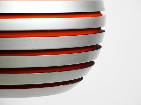 Image 1 of Beautiful Original 1960S Spherical Space Age Ceiling Lamp With Slats Made Of Heavy Metal