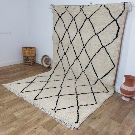 Handmade Beni Ouarain Wool Carpet - Handgefertigter Beni Ouarain Wollteppich