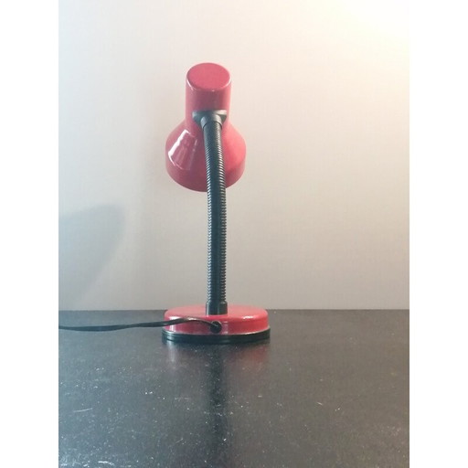 Lampada da scrivania vintage in metallo rosso, 1970