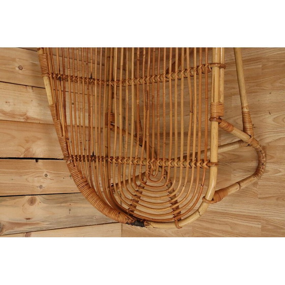 Image 1 of Vintage bamboo and rattan chaise longue, Italy 1970