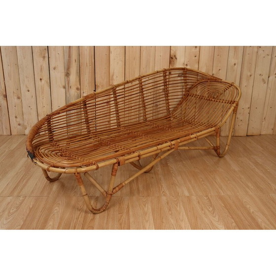 Image 1 of Vintage bamboo and rattan chaise longue, Italy 1970