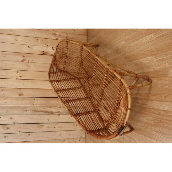 Image 1 of Vintage bamboo and rattan chaise longue, Italy 1970