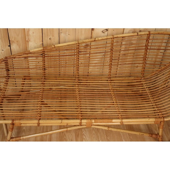Image 1 of Vintage bamboo and rattan chaise longue, Italy 1970