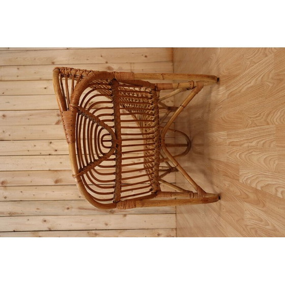 Image 1 of Vintage bamboo and rattan chaise longue, Italy 1970