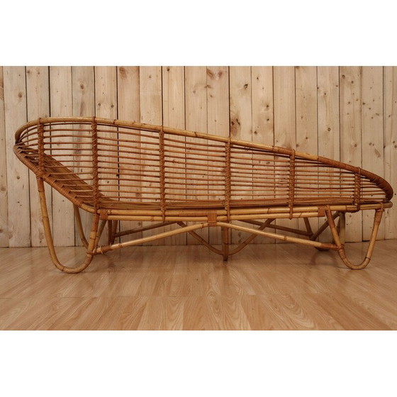 Image 1 of Vintage bamboo and rattan chaise longue, Italy 1970