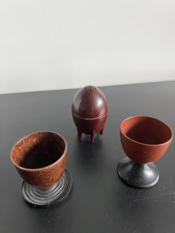 Image 1 of Set di uova in bachelite vintage con razzo di sale