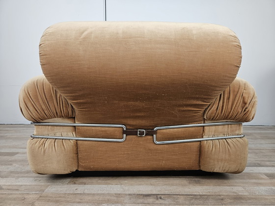 Image 1 of Mid Century Armchair In Fabric And Tubular Steel