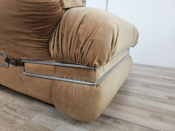 Image 1 of Mid Century Armchair In Fabric And Tubular Steel