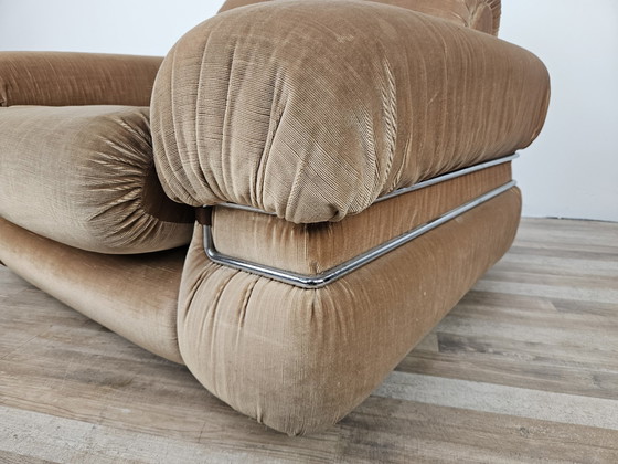 Image 1 of Mid Century Armchair In Fabric And Tubular Steel