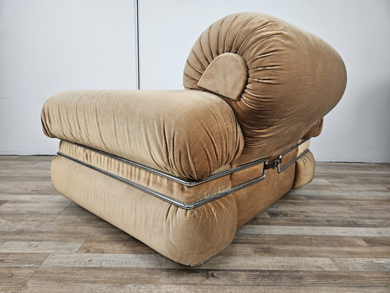 Image 1 of Mid Century Armchair In Fabric And Tubular Steel