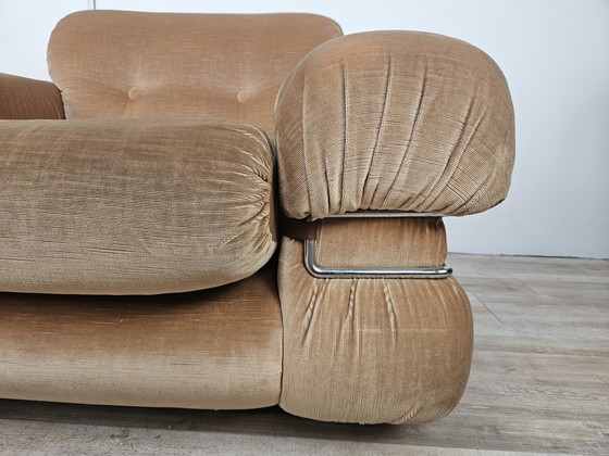 Image 1 of Mid Century Armchair In Fabric And Tubular Steel