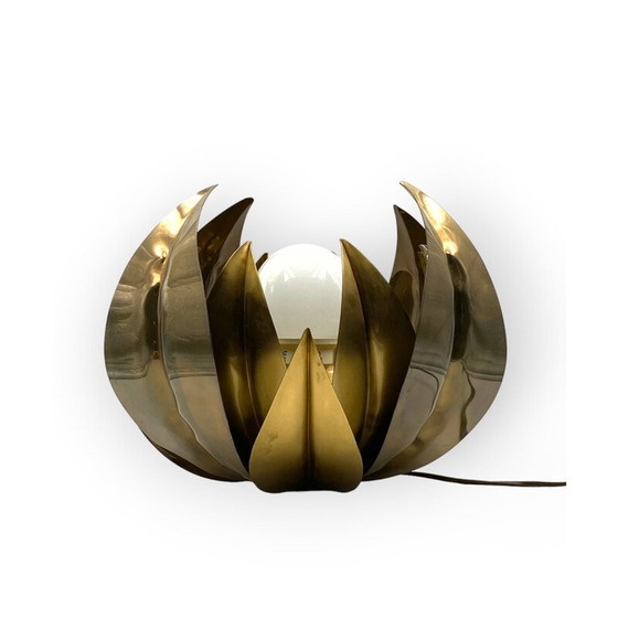Image 1 of Vintage lotus flower brass floor lamp, Italy 1970