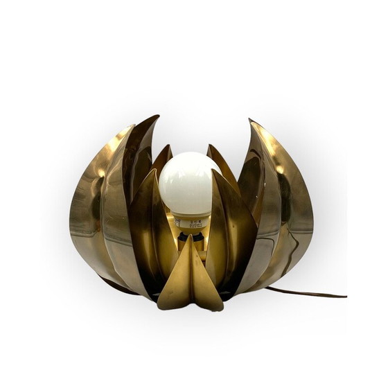 Image 1 of Vintage lotus flower brass floor lamp, Italy 1970