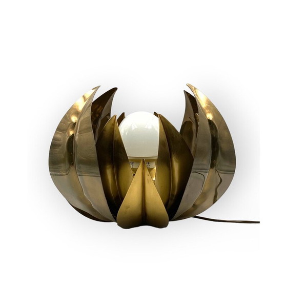 Image 1 of Vintage lotus flower brass floor lamp, Italy 1970