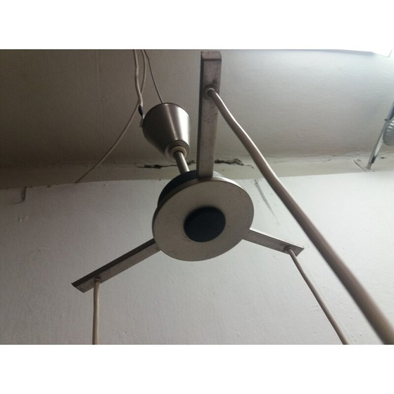 Image 1 of Vintage glass and metal chandelier, Czechoslovakia 1965