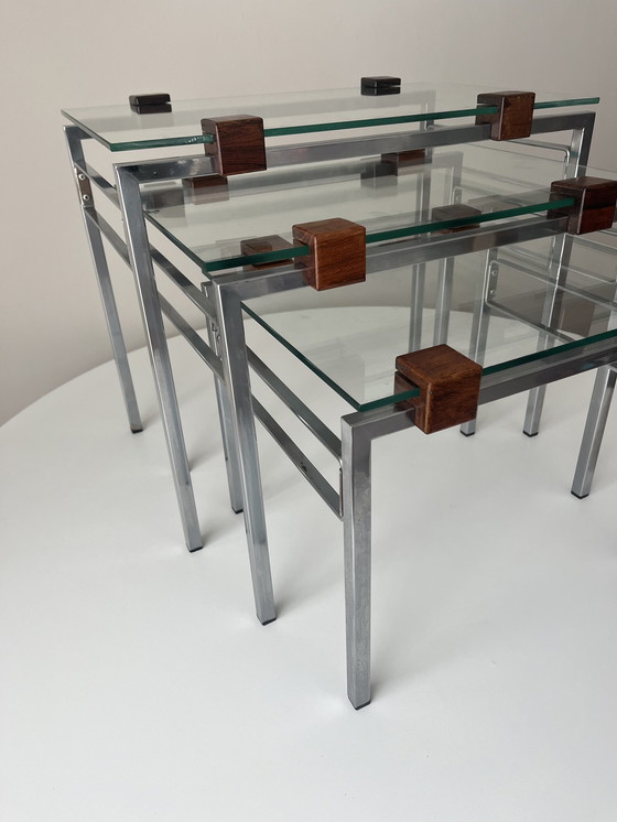 Image 1 of Midcentury Nesting tables glass