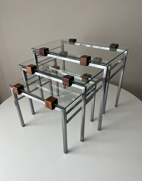 Image 1 of Midcentury Nesting tables glass