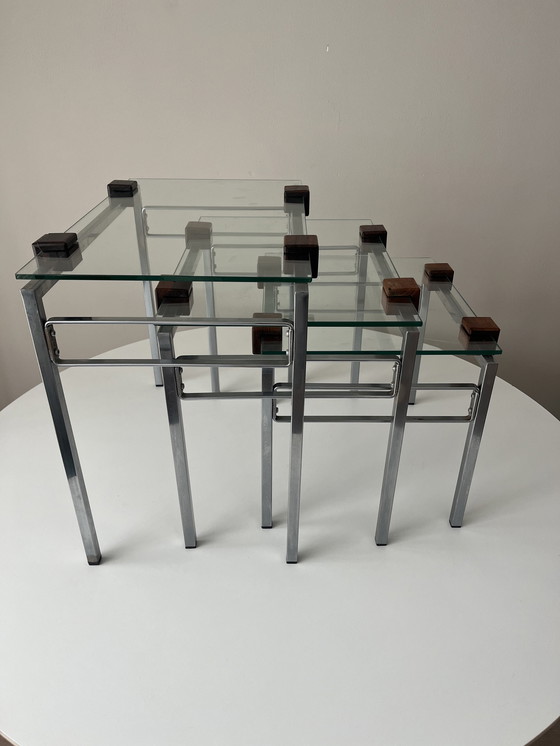 Image 1 of Midcentury Nesting tables glass