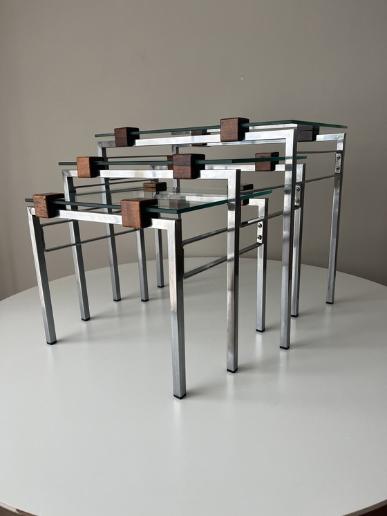 Image 1 of Midcentury Nesting tables glass