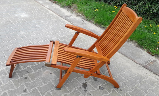 Image 1 of Teak & Garden teak deck chair/lounger, folding