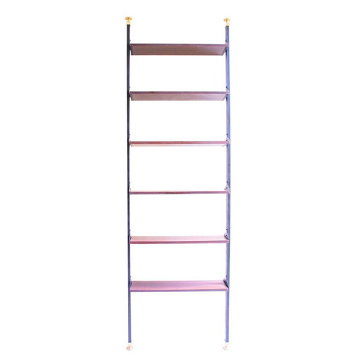 Libreria vintage in metallo ottone, 1950