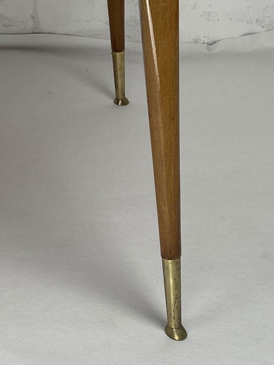 Image 1 of Italian Round Table With Tapered Brass Leg Ends, 1950S