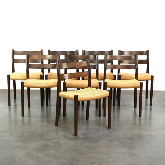 Image 1 of 8 x Vintage Niels Otto Møller Danish design dining chair model no. 84