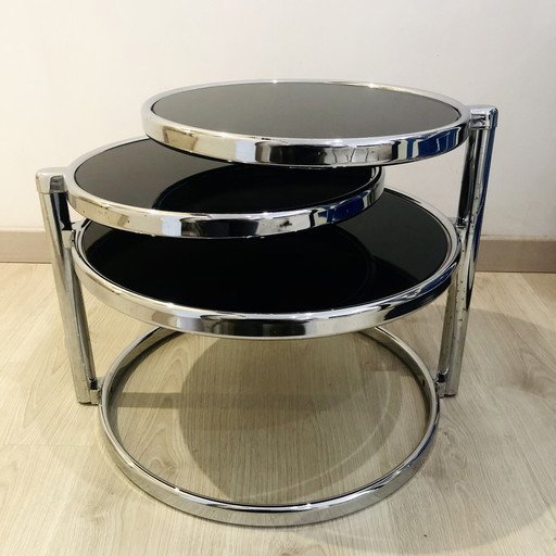 Leitmotiv Triple Swivel Round three-shelf coffee table