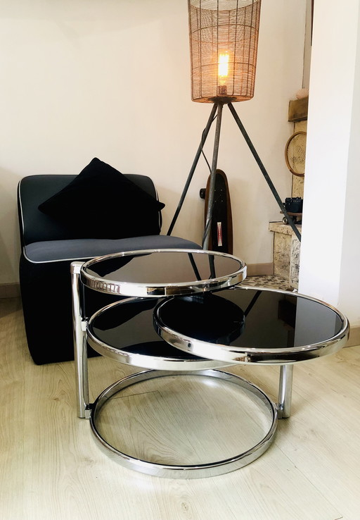 Circular Swivel Coffee Table Style Milo Baughman, 1970S