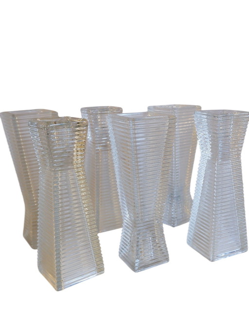 Set Of 6 Glass Vases And Or Candlesticks