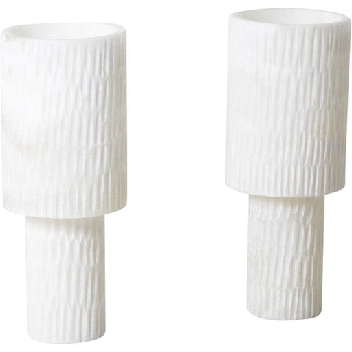 Coppia di lampade d'epoca in alabastro