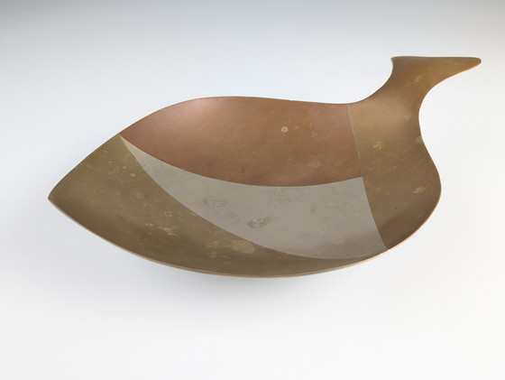 Image 1 of Fish-Shaped Centerpiece, Copper And Brass With Mixed Metals, E. Cabello, 1960S