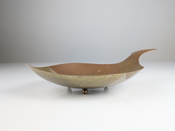 Image 1 of Fish-Shaped Centerpiece, Copper And Brass With Mixed Metals, E. Cabello, 1960S