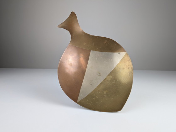 Image 1 of Fish-Shaped Centerpiece, Copper And Brass With Mixed Metals, E. Cabello, 1960S