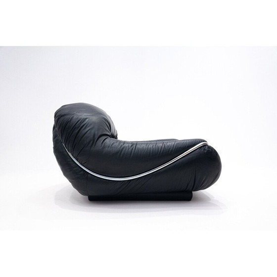 Image 1 of Pair of vintage black leather armchairs, 1960