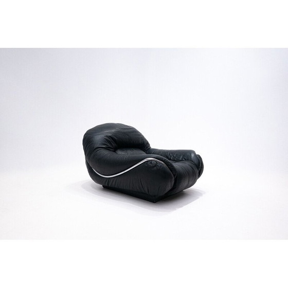 Image 1 of Pair of vintage black leather armchairs, 1960