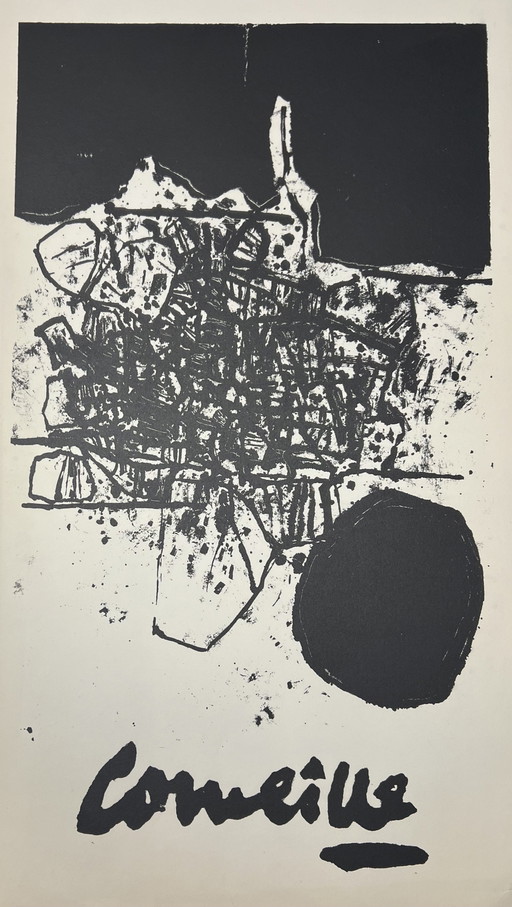 Signed; Guillaume Corneille Lithographie Paysage Minéralogique, 1960